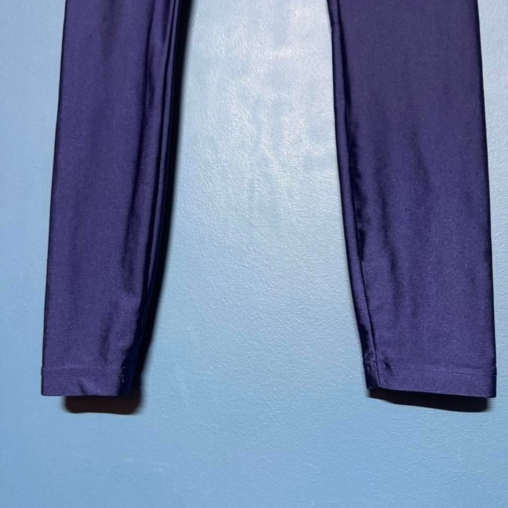 Y2K American Apparel Shiny Leggings Women's Size Large Navy Blue High Rise - Picture 4 of 8